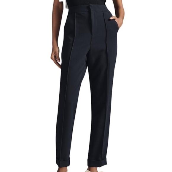 Anthropologie Maeve Black Pleated High Rise Trousers Size 4 - Picture 1 of 6